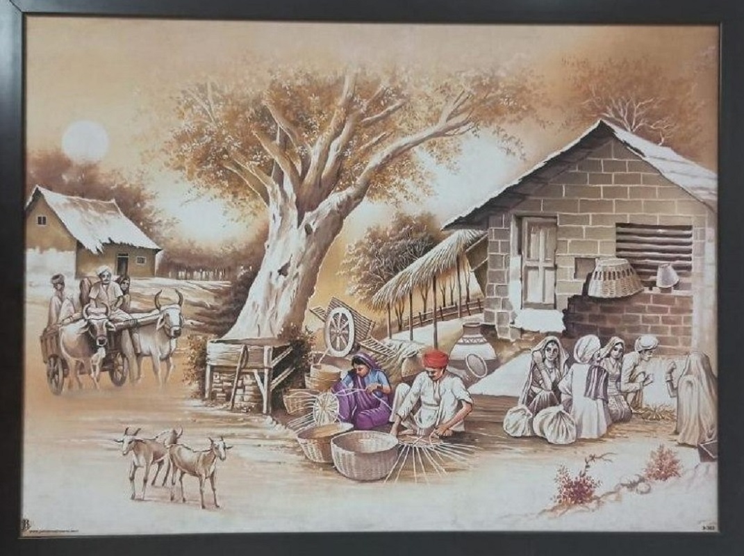 Village Scene Painting